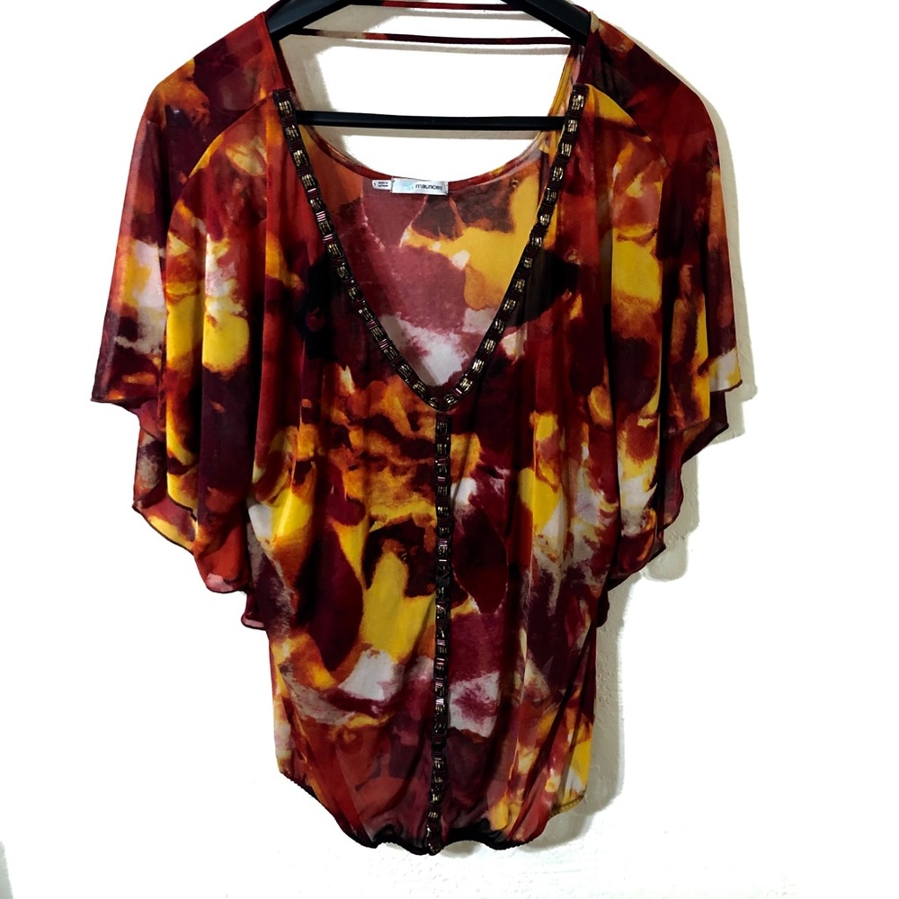 Butterfly sleeve chiffon blouse